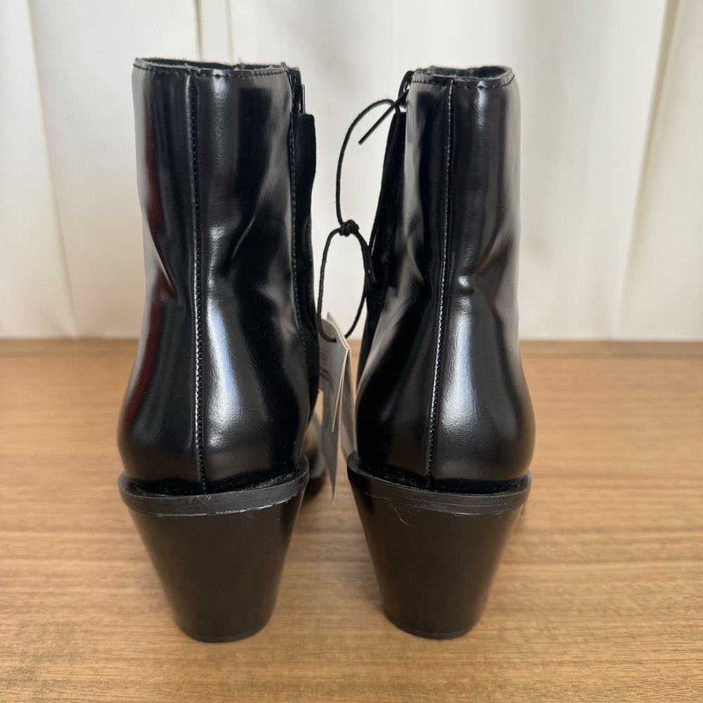 Zara Ankle Boots Womens 6.5 Black Pointed Toe Block Heel Zip Starfit Modern NWT - Picture 9 of 12